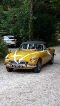 Classic cars in Gers MGB wedding